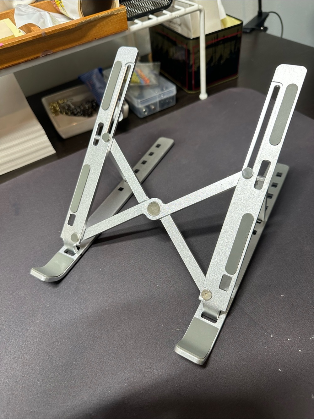 Adjustable Silver Laptop Stand – Portable Foldable Riser - Picture 6 of 9